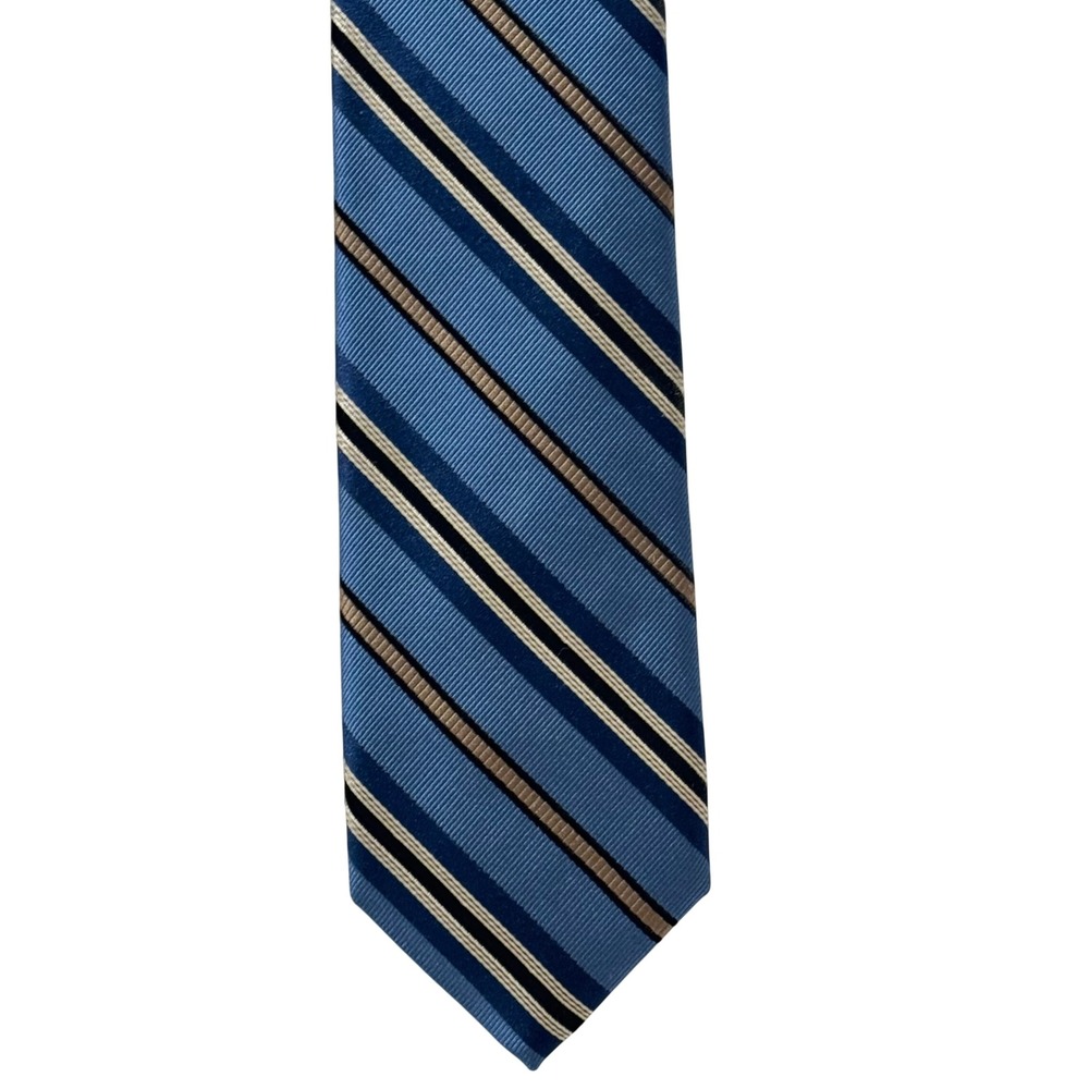 Robert Talbott Necktie Mens 3.5" Blue Striped Excellent Silk Made in USA Classic